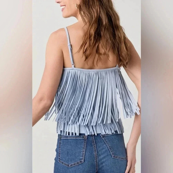 NEW with tags (NWT) Francesca’s Collection Shelley baby blue Fringe Tank Top - Picture 2 of 4